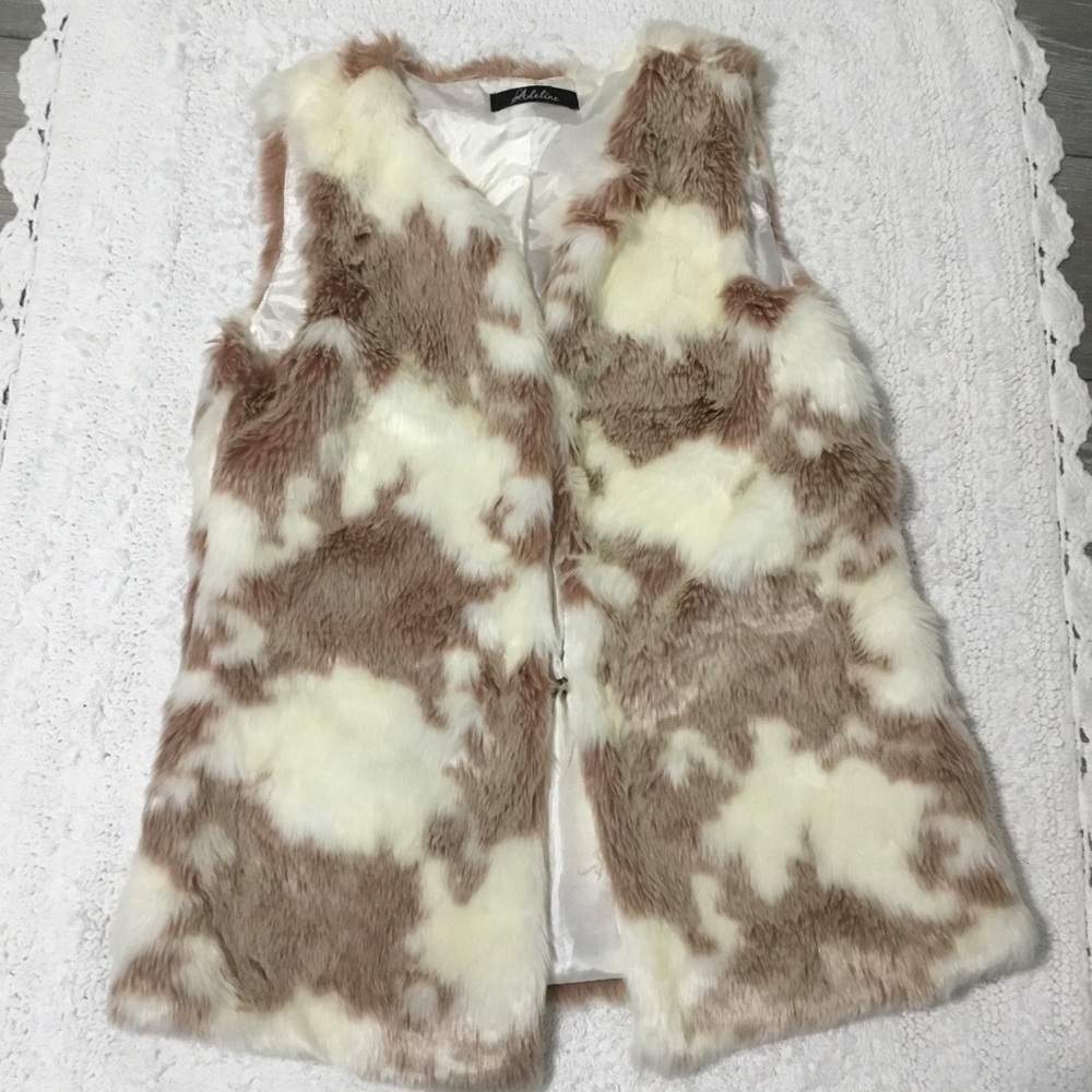 Romantic CozyCore Boho multicolor Faux Fur vest Adeline size M